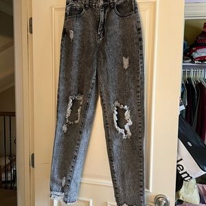 Shein XS Black/Grey Ripped Jeans